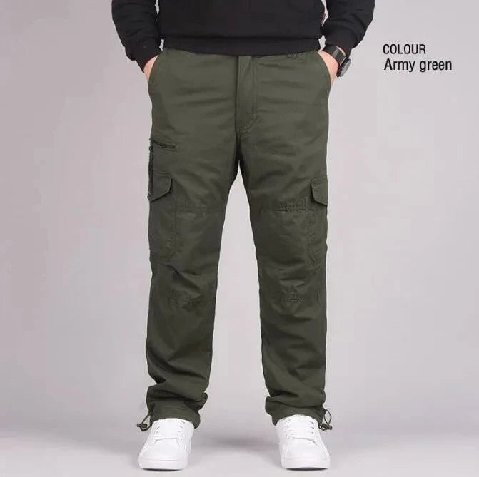 Men's Winter Cargo Pants Double Layer Fleece Warm Thick Camouflage Tactical Cotton Long Trousers Men Baggy Casual Cotton Pants
