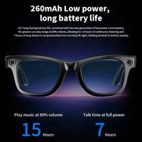 Smart Glasses HD Recording Videos AI Photo Recognition Answer Translation 290mAh Large Battery IP67 Waterproof Bluetooth Glasses