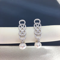 Freshwater Pearl Earring Celebrity Style Premium Jewelry Inlaid Sparkling Zircon Entangle Banquet Elegant Wedding Gift For Woman