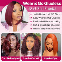1B 99j Straight Bob Lace Front Wig Ombre TB 27 Honey Blonde HD Lace Wig Human Hair Wigs Glueless Bunrgundy Colored Short Bob Wig