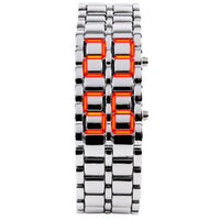 Fashion Mens Digital Lava Wrist Watch Men Black Full Metal Red Blue LED Display Watches Gifts for Male Boy Sport Creative Clock