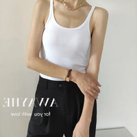 European Style Screw Thread Fitness Tank Top Women's Inner Wear Summer Outer Wear Fine Shoulder Strap Work Shirt Polyester Fiber