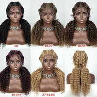 22inch Cornrow Braided Wigs Synthetic Lace Front Braids Wigs with Baby Hair 2 Curly Ponytail Braided Wigs for Black Women