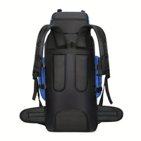 90L High-Capacity Travel Backpack - Durable Polyester, Blue with Black Accents, Plaid Pattern, Adjustable Chest Strap, Multiple Pockets for Outdoor Adventures, Camping & Hiking, Backpack for Travel