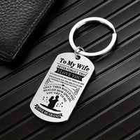 1pc, TO MY WIFE Valentine's Day Thanksgiving Military Card Creative Keychain, Backpack Pendant, Bag Charms, Birthday Gifts, Party Favors