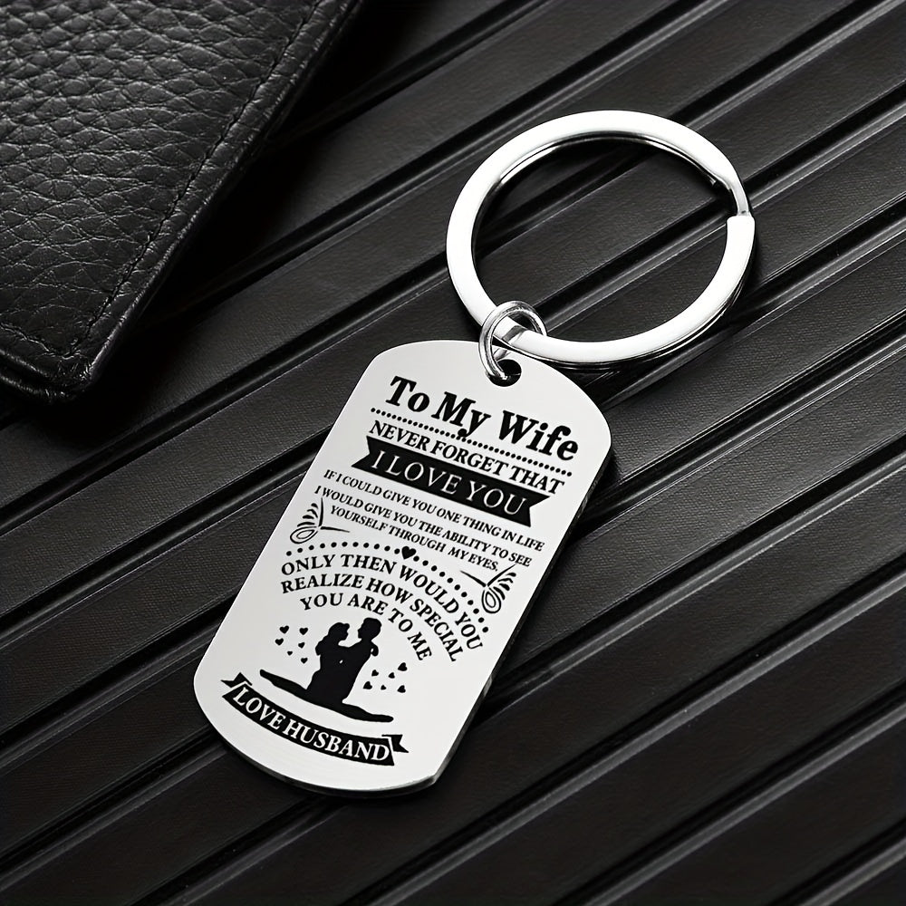 1pc, TO MY WIFE Valentine's Day Thanksgiving Military Card Creative Keychain, Backpack Pendant, Bag Charms, Birthday Gifts, Party Favors