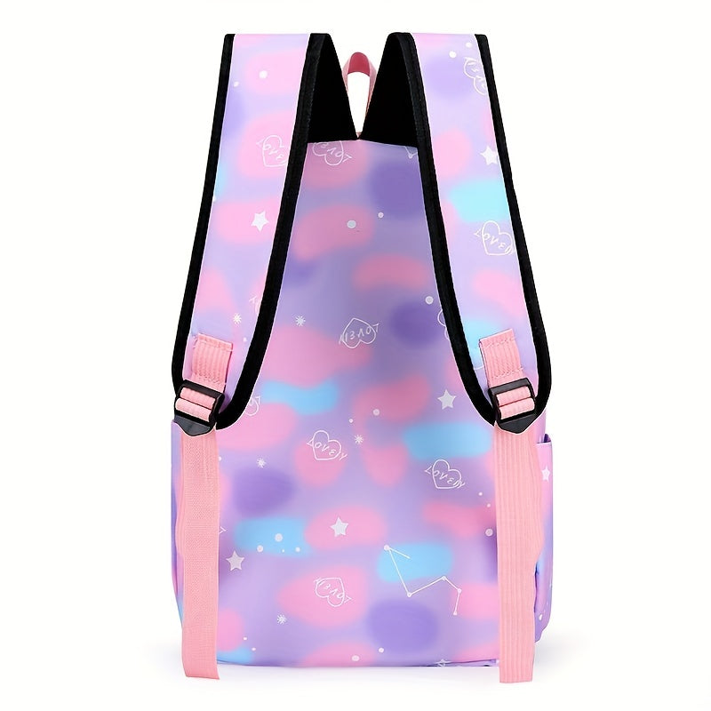 Kawaii Backpack, Tie Dye Cartoon Pattern School Bag with & Pencil Case for School Use