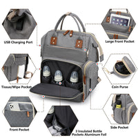 Lamroro Diaper Bag Backpack, Multifunction Travel Back Pack Maternity Changing Bags, Large Capacity, Stylish, Bag for Boys& Girls, Registry Search, Essentials Gifts, with USB Charging Port for Moms Dads