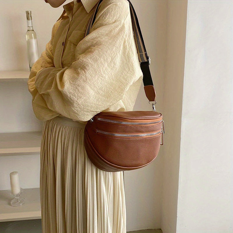 PU Large Capacity Money Backpack with Adjustable Strap - Zipper Closure Bag, Crossbody Messenger Purse for, Shopping & Everyday Use, Durable Casual Handbag (Solid Color, Fits books, Laptop, Cash)