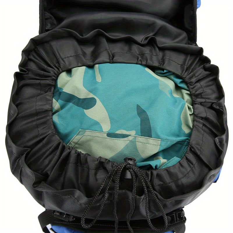 90L High-Capacity Travel Backpack - Durable Polyester, Blue with Black Accents, Plaid Pattern, Adjustable Chest Strap, Multiple Pockets for Outdoor Adventures, Camping & Hiking, Backpack for Travel