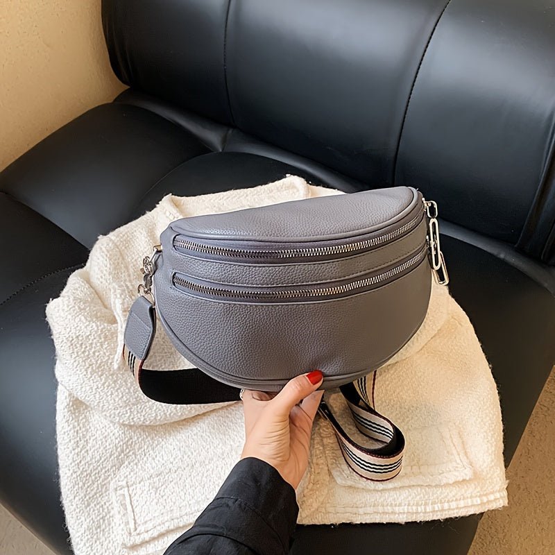 PU Large Capacity Money Backpack with Adjustable Strap - Zipper Closure Bag, Crossbody Messenger Purse for, Shopping & Everyday Use, Durable Casual Handbag (Solid Color, Fits books, Laptop, Cash)